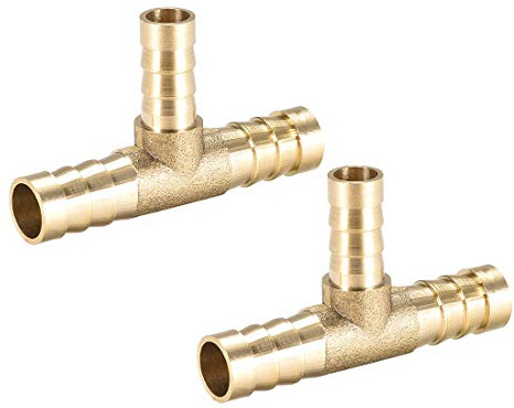 sourcing map 2 Piezas Conector Manguera de Lengüeta de Latón, 10mm x 8mm x 10mm Reductor de Latón en Forma de T, Reductor Manguera de 3 Vías, para Adaptador Manguera