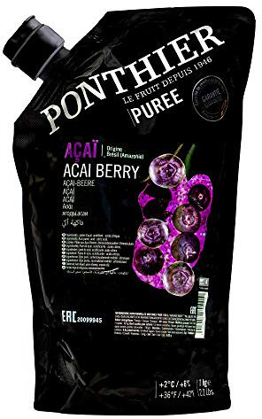Food-United ACAI PÜREE Frucht-Püree von Ponthier 1KG für Açaí-Superfood-Smoothie-Bowl-Sorbet-Schorle-Cocktail-Quark-Topping-Müsli-Cornflakes ohne künstliche Zusätze