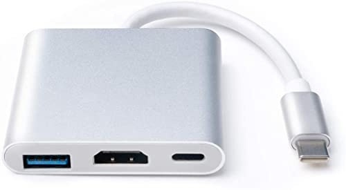 Multibao 3 in 1 USB Type C Adapter Converter with 4K HDMI Output, USB 3.0 Port Fast Charging Port Compatible with MacBook Air/Chromebook Pixel/Dell XPS13/15