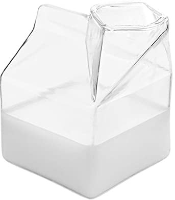 Bricco per latte in vetro, a forma di lattiera, in cartone da latte, trasparente, resistente al calore, irregolare