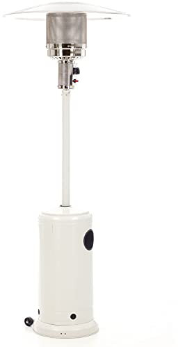 Marvin Stufa a gas bombola gpl Fungo da Esterno portatile con ruote acciaio 20mq giardino patio riscaldante 13KW (Bianco)