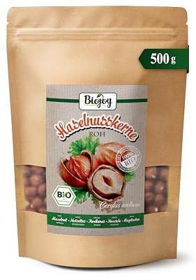 Biojoy Avellanas BIO enteras, sin sal, no tostados, pelados, 500 g