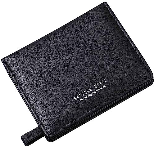 RRANCharltu Portefeuille Femme Cuir Petit Porte Monnaie Femmes Slim Court Portefeuilles avec Fermeture éclair Poche à Monnaie, Noir
