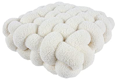 PRTECY Knot Throw Pillow Plush Decorative Soft Sofa Pillow Chair Cushion Square Stuffed Pillow for Bed Living Room Floor Pillow Cushions(White)