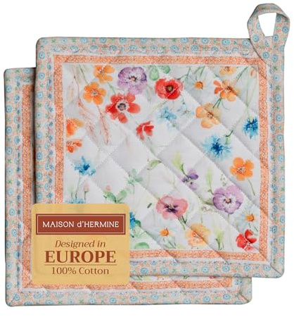 Maison d' Hermine Pot Holders 100% Cotton Potholders (20 x20 cm, Pack of 2)