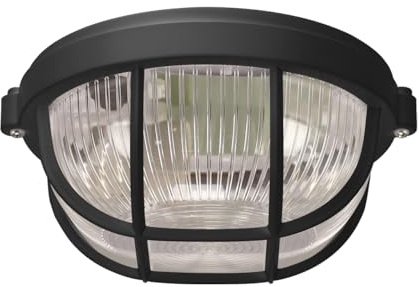 Taklampa utomhus källarlampa tak IP65 svart för E27 Maritime D: 18 cm liten fuktsäker lampa badrumslampa