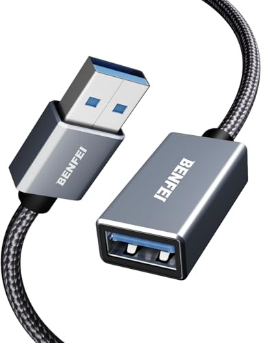 BENFEI Câble d'extension USB 3.0 0.5M, tressé en nylon Compatible avec Webcam, Appareil photo, Téléphone, Hub USB, Souris, Clavier, Imprimante, Disque dur, Casque d'écoute