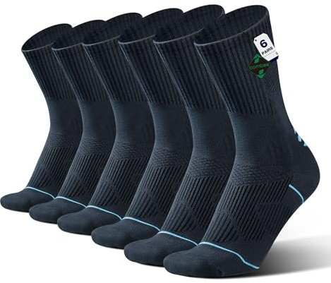 ineepor 6 Pares Bambú Calcetines de Compresión Hombres/Mujeres – Ligera, Sin Costuras, Transpirantes, Anti-Olor – Carrera, Senderismo, Bicicleta