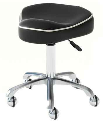 Generico Sedia a sella con ruote in similpelle, sgabello girevole regolabile in altezza, sgabello ergonomico oscillante, for parrucchiere, massaggi e spa(Color 4)