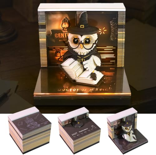 Dhqkqg Dr Magic Calendrier 3D 2027 à déchirer avec lumières LED, bloc-notes 3D créatif pour bureau, maison, ornements, bureau