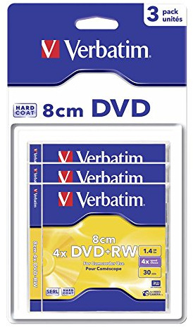 Verbatim - 43594 - DVD+RW 8 cm - Serl - 4X - 30 min - Scratch guard/Hard coated - 1,46 Go - Blister Pack de 3
