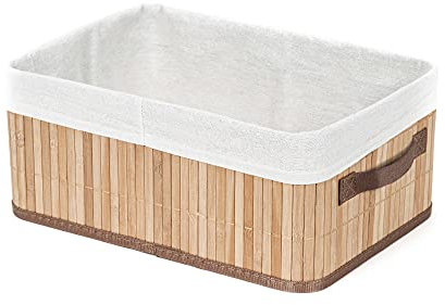 Compactor JOEY Cesto BAMBOO M, 35x25x15 cm, Naturale in Bambù e Policotone con Fodera Rimovibile