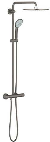 GROHE Euphoria XXL termostatdusch med Aquadimmer-funktion (säkerhetsknapp, 310 mm huvuddusch, vattenbesparande 110 mm handdusch med 3 spraymönster, duschslang 1,75 m), borstad antracit, 26075AL0