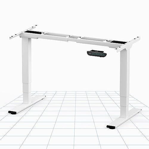 FLEXISPOT Standing Desk Dual Motors,Sit Stand Desk Height Adjustable Desk Stand Up Desk Electric Standing Desk with Memory Smart Pannel Large Lifting Range EC5 Series (White Frame Only,3 stages)