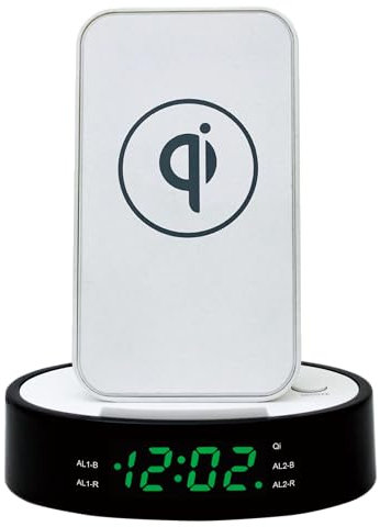 Gigatel Radio Reloj Despertador 580QI con Cargador QI inalámbrico de 9W
