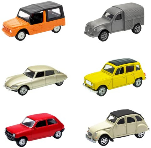 OPO 10 - Lotto di 6 auto in miniatura 3 pollici: CITROEN R4 R5 2CV DS MEHARI - WEL01