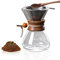 400ML Cafetière Filtre à Col en Bois, Cafetière à Manchon de avec Filtre Permanent en Acier Inoxydable, Cafetière en Verre pour la Fête du Café à la Maison