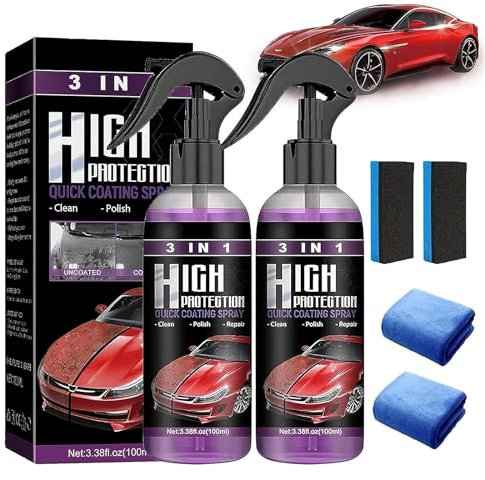 HiCWX Newbeeoo Car Coating Spray, High Protection 3 in 1 Spray,3 in 1 High Protection Quick Car Ceramic Coating Spray,3-in-1 High Protection Car Spray (2pcs-100ml)