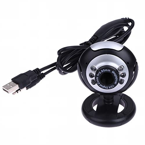 Webcam Tooth USB 50.0 M 6 LED Webcam Cámara con micrófono Incorporado para computadora portátil PC de Escritorio Cubre Webcam (Black, One Size)