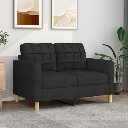 LAPOOH 2-sitsig soffa, svart, 120 cm tyg, soffa, vardagsrum, ungdomssoffa, relaxsoffa, soffor och soffor, soffa för sovrum, ungdomsrum