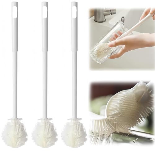 Elfinfi 3 Pezzi Scovolino per Bottiglie, Multifunzionale Scovolino Bottiglie, Pieghevole Senza Vicoli Ciechi Pulisci Borraccia Adatto per Bicchieri, Tazze Sportive, Tazze da tè