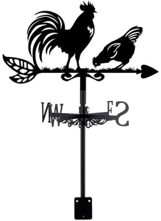 SUPERDANT Hahn Wetterhahn Tier Metall Wetterhahn fürs Dach Schwarz Wetterfahne Gartenkunst Dekor Für Dachindikatoren Wetterfahnen Für Hof Bauernhof Scheunen Garten Terrassen Dekor