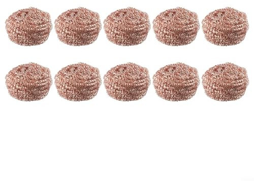 Lot de 10 éponges à récurer en fil de fer plaqué cuivre pour les tâches de nettoyage