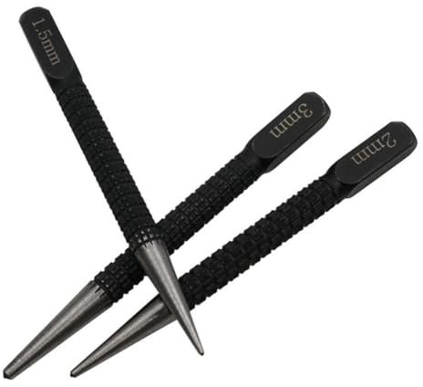 Quystetes 3 Piezas de PunzóN Central, PunzóN de Posicionamiento, Fijador de PerforacióN, PunzóN de Clavo CilíNdrico Negro, Accesorios para Herramientas de 1,5Mm/2Mm/3Mm