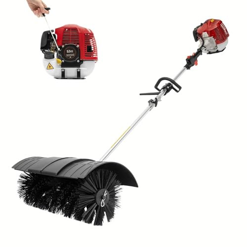 Garbenat Barredora de 52 cc, quitanieves, gasolina, 1,25 kW, 2 tiempos, barredora manual, quitanieves con cepillo de 51 cm de ancho para césped artificial, hierba exterior, calles