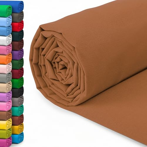 A-Express 100 % bomullstyg - 60 tum 150 cm brett - vanligt bomullstyg per meter - perfekt för quiltning, sömnad, klädtillverkning, gardinfoder, tygkassar, sängkläder, örngott - brun 2 meter