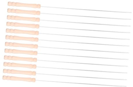 ibasenice 12pezzi Spiedini Per Barbecue in Bastoncini Per Barbecue Lunghi Forchette Per Ergonomiche Utensili Per Per Grigliate e All