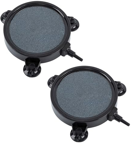 ASOFTY 2 Stück Aquarium Sprudler Stein, Aquarium Luftstein mit Saugnapf, Luftsteinscheibe, Luftausströmer Sprudler für Aquarien und Fischbecken