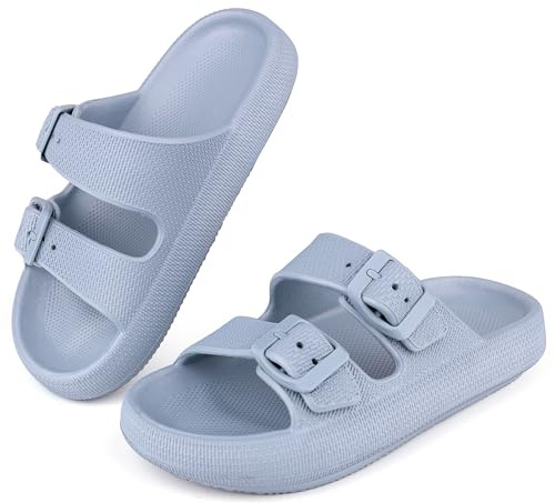 Buwege Ciabatte Da Doccia Bambino Bambin Scarpe Da Spiaggia e Piscinai Bagno Ragazzi e Ragazze Regolabile Antiscivolo Eva Pantofole Da Interno Da Esterno Sandali Blu 35 EU