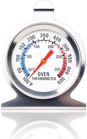 Termometro da Forno Analogico in Acciaio Inossidabile, Termometro Interno per Forno a Legna e da Cucina, Quadrante Grande 50-300°C per Forni Elettrici e a Gas, Senza Batterie