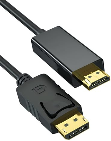 4K/30Hz DisplayPort to HDMI Cable, 1.8M DP to HDMI Uni-Directional display DP 1.4 to HDMI 1.4 Lead Gold-Plated Cord Adapter Compatible with Laptop Graphics Card PC Monitor HD TV Projector