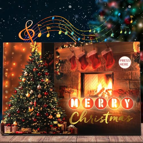 Carte de Noël musicale avec lumière pour enfants, cartes de Noël pop-up 3D pour femmes, hommes, enfants, garçons, filles, épouse, mari, petite-fille, petit-fils