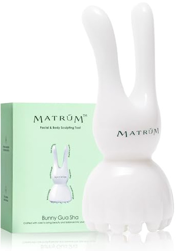 MATRÚM 6-in-1 Rabbit Ear Gua Sha Facial Tool for Scalp Massage & Jawline Sculpting, Unbreakable Resin Lymphatic Drainage Tool for Eye Depuffing & V-Line Lifting, Ergonomic Face Massager for Home Spa