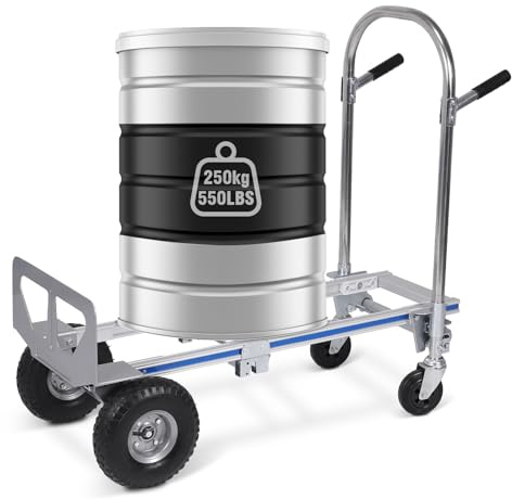 Generic 3-in-1 Aluminum Hand Truck with Wheels Heavy Duty Folding Dolly Cart 550Lbs Load Capacity for Warehouse Supermarket Garden Moving Transport