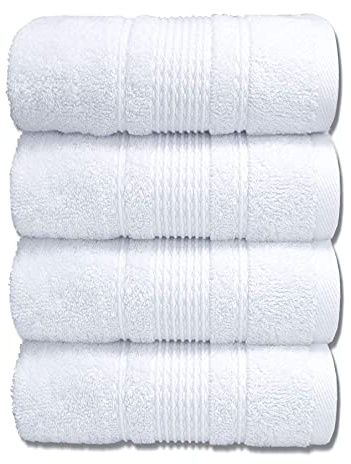 Pack Of 4 Hand Towels Egyptian Cotton Extra Soft Hotel Quality Luxury Miami Towels White