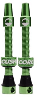CushCore Tubeless Valves Green – Premium 44mm Presta Valves for MTB, Gravel & Road Wheels – Insert Compatible, Removable Core, Sealant Ready (Pair)
