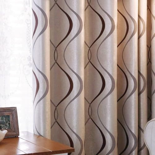 2 Panels Set Modern Striped Curtains for Living Room (Coffee, 2 x 66x72 Inch)
