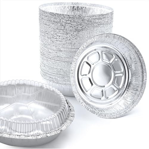 Spare Essentials 55 Pack - 7 Round Aluminum Pans with Lids - Aluminum Foil Pans with Clear Lids - Freezer & Oven Safe Round Foil Pans with Lids, Takeout, Air Fryer, Disposable Ideal for Baking