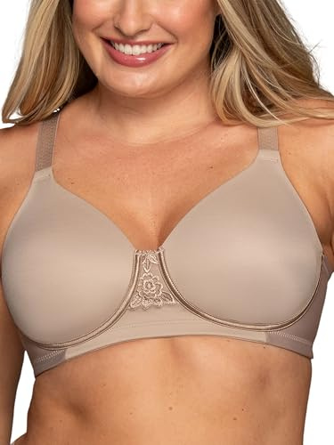 Vanity Fair Women's Full Figure Beauty Back Smoothing Bra, 4 Way Stretch Fabric, Lightly Lined Cups Up to H, Opaque, Wirefree-Toasted Coconut, 38D