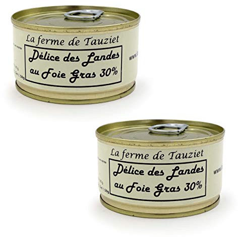 Délice des Landes au foie gras (2 x 130 grammes) - Sans OGM ni conservateurs - La Ferme de Tauziet
