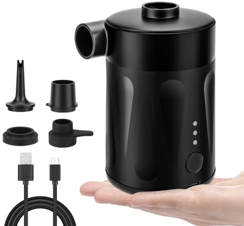 FreeLionVon Bomba de Aire eléctrica, inflador eléctrico Recargable con Cable USB de Relleno, rápido para inflar/desinflar, 4 boquillas de para Cama Inflable colchón Camping Inflable Piscina neumática