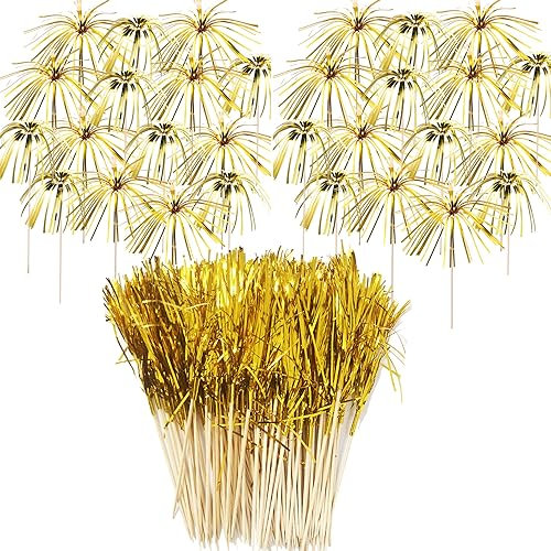 Allazone Cocktail Picks Feuerwerk Party Picks Feuerwerk Kuchen Topper, Sandwich Cocktail Picks, Zahnstocher für Kuchen Dekoration, Party Supplies, Weihnachtsdekoration (100)
