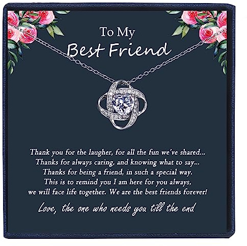 EPIRORA Best Friend Birthday Gifts for Women, Bff Gift, Bestie Gifts for Women, Love Knot Pendant Necklace for Woman Friend, Friendship Jewelry Gift for Woman Friends, 40+5cm