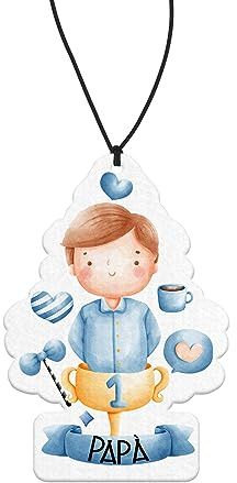 Profumatore Auto Personalizzato papà con Disegno – Formato Albero – Deodorante per Macchina Artigianale – Idea Regalo Festa del papà per Babbo e papà