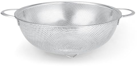 Gulex Colander Stainless Steel 3-Quart, Metal Strainer with Base, Strainer for Kitchen Food, Dishwasher Safe