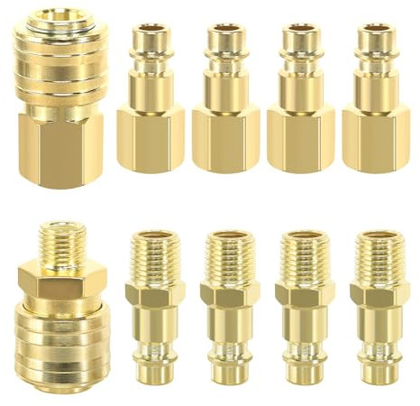 10 Piezas Conector Rapido Aire Comprimido de 1/4 BSP Acoplador de Aire Conector Aire Manguera Compresor Conector Neumatico Accesorios Compresor Aire para Mangueras Conductos de Aire Comprimido